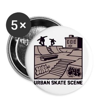 Skatepark Urban Scene Logo - Buttons groß 56 mm (5er Pack) - Weiß - Vorne