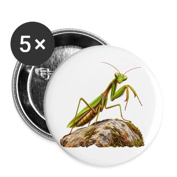 Gottesanbeterin - Buttons groß 56 mm (5er Pack) - Weiß - Vorne