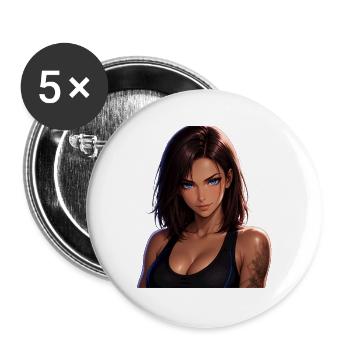 Manga-Mädchen-Look aus Eis. - Buttons groß 56 mm (5er Pack) - Weiß - Vorne