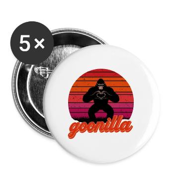 Goonilla Sonnenuntergang Gorilla Herz - Buttons groß 56 mm (5er Pack) - Weiß - Vorne