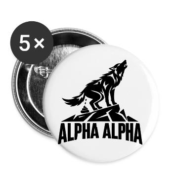 Alpha Alpha Wolf - Buttons groß 56 mm (5er Pack) - Weiß - Vorne
