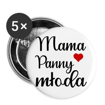 Mutter der Braut, Polen - Buttons groß 56 mm (5er Pack) - Weiß - Vorne