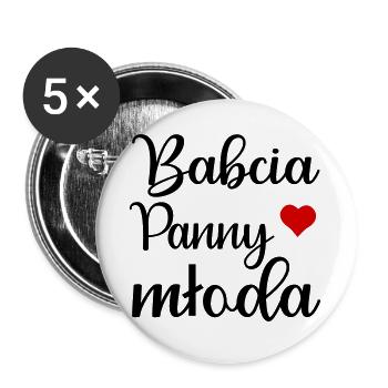 Polnische Großmutter, Braut - Buttons groß 56 mm (5er Pack) - Weiß - Vorne