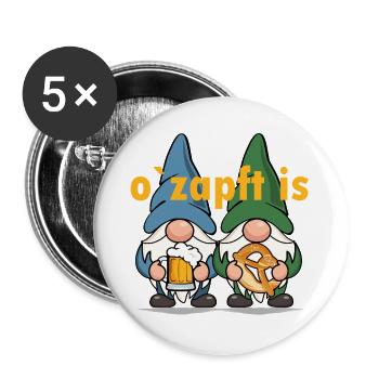 Zwerge o zapft is - Buttons groß 56 mm (5er Pack) - Weiß - Vorne