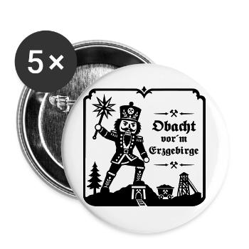 Nussknacker - Obacht vor´m Erzgebirge - Buttons groß 56 mm (5er Pack) - Weiß - Vorne