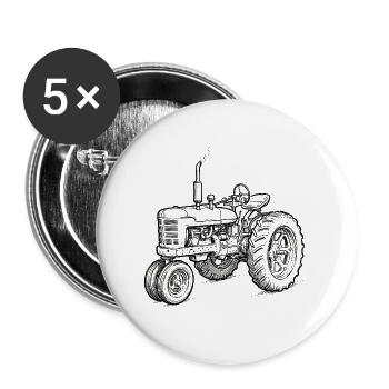 Traktor / Traktor / Traktor - Buttons groß 56 mm (5er Pack) - Weiß - Vorne