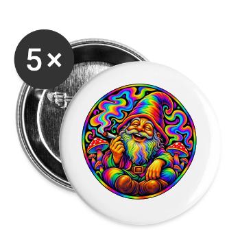 Zwerg - Buttons groß 56 mm (5er Pack) - Weiß - Vorne