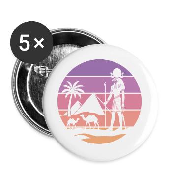 Horus, Falkengott — ägyptischer pinker Sonnenuntergang - Buttons groß 56 mm (5er Pack) - Weiß - Vorne