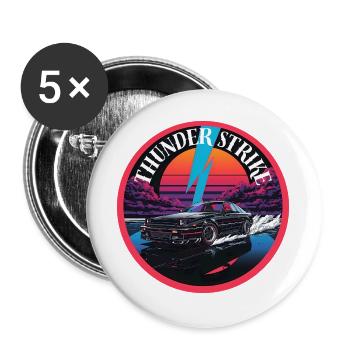 Midnight Lightning Storm Retro Automotive Premium - Buttons groß 56 mm (5er Pack) - Weiß - Vorne