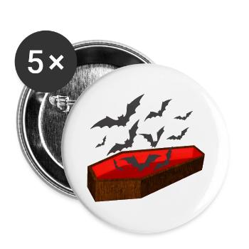 särge, fledermäuse - Buttons groß 56 mm (5er Pack) - Weiß - Vorne