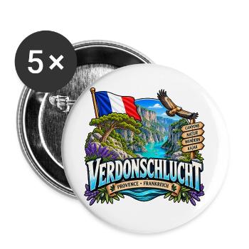 Verdonschlucht – Provence, Natur & Abenteuer - Buttons groß 56 mm (5er Pack) - Weiß - Vorne