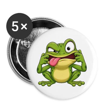 Frosch, der die Zunge herausstreckt - Buttons groß 56 mm (5er Pack) - Weiß - Vorne
