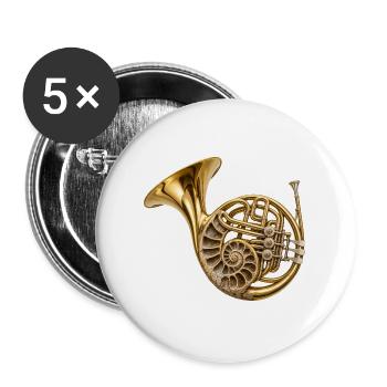 Fossiles Waldhorn - Buttons groß 56 mm (5er Pack) - Weiß - Vorne