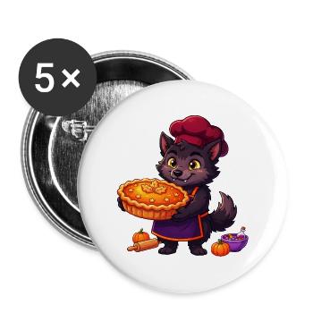 Werwolf-Koch Kürbiskuchen-Halloween - Buttons groß 56 mm (5er Pack) - Weiß - Vorne