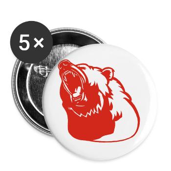 Das Erwachen des roten Bären - Buttons groß 56 mm (5er Pack) - Weiß - Vorne