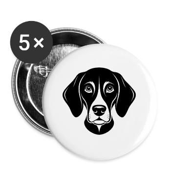 Beagle-Hundekopf - Buttons groß 56 mm (5er Pack) - Weiß - Vorne