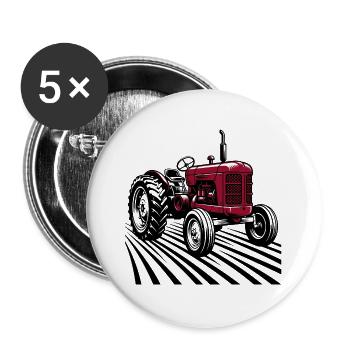 Traktor / Traktor / Traktor - Buttons groß 56 mm (5er Pack) - Weiß - Vorne