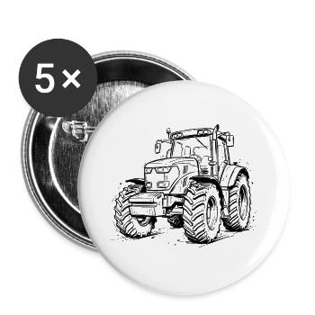 Traktor / Traktor / Traktor - Buttons groß 56 mm (5er Pack) - Weiß - Vorne