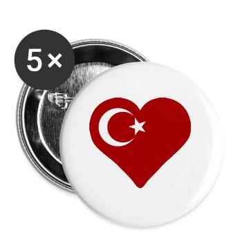 Ein Herz für die Türkei - Buttons groß 56 mm (5er Pack) - Weiß - Vorne