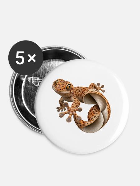 Inside Out Gecko - Buttons groß 56 mm (5er Pack) - Weiß