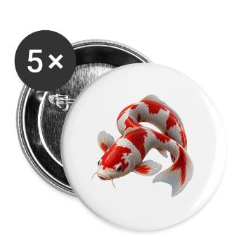 Unmögliche Koi-Schleife - Buttons groß 56 mm (5er Pack) - Weiß - Vorne
