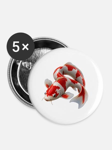 Unmögliche Koi-Schleife - Buttons groß 56 mm (5er Pack) - Weiß