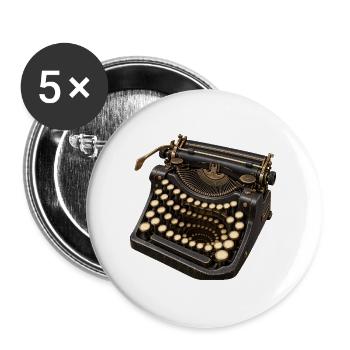 Endlose Schreibmaschine - Buttons groß 56 mm (5er Pack) - Weiß - Vorne