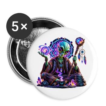 Kosmisches Alien-Orakel – Mystisches Alien Design - Buttons groß 56 mm (5er Pack) - Weiß - Vorne