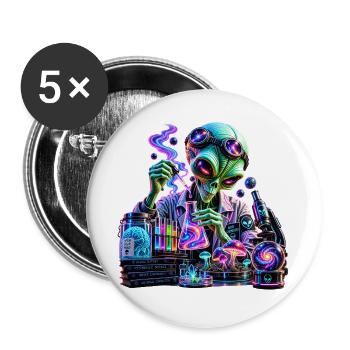 Kosmisches Alien – Außerirdische Chemie - Buttons groß 56 mm (5er Pack) - Weiß - Vorne