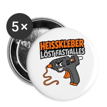 Heisskleber löst fast alles Heimwerker Design - Buttons groß 56 mm (5er Pack) - Weiß - Vorne