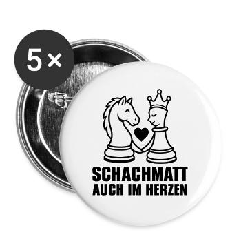 Schachmatt auch im Herzen Schach Liebes Design - Buttons groß 56 mm (5er Pack) - Weiß - Vorne