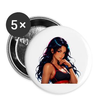 Manga Girl Fitness Elegant - Buttons groß 56 mm (5er Pack) - Weiß - Vorne