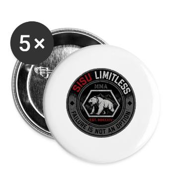 Inhalt Limitless MMA Grizzly Bear Retro-Abzeichen - Buttons groß 56 mm (5er Pack) - Weiß - Vorne