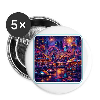  Freizeitpark Jahrmarkt Rummelplatz Vaporwave - Buttons groß 56 mm (5er Pack) - Weiß - Vorne
