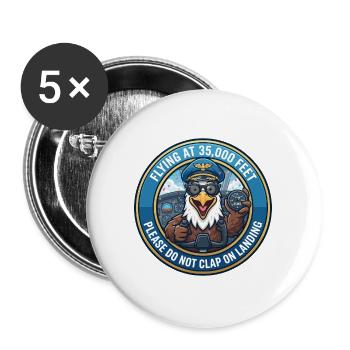 Lustiger Flugpilot Eagle Flight Aviation Witz - Buttons groß 56 mm (5er Pack) - Weiß - Vorne