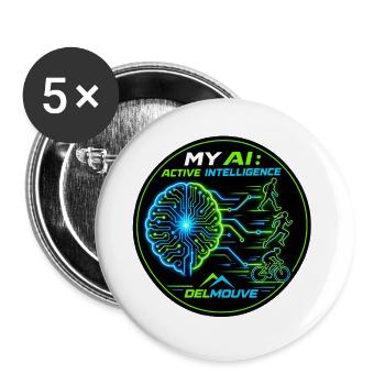 Meine KI Aktive Intelligenz von DELMOUVE - Buttons groß 56 mm (5er Pack) - Weiß - Vorne