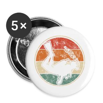 Taucher Für Schnorcheln Tauchen und Tauchgänge - Buttons groß 56 mm (5er Pack) - Weiß - Vorne