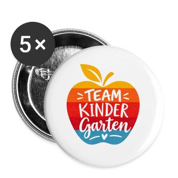 Team Kindergarten - Apfel - Kita - Buttons groß 56 mm (5er Pack) - Weiß - Vorne