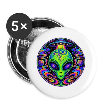 Alien - Buttons groß 56 mm (5er Pack) - Weiß - Vorne