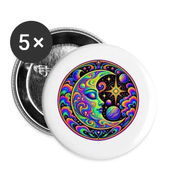 Mond - Buttons groß 56 mm (5er Pack) - Weiß - Vorne