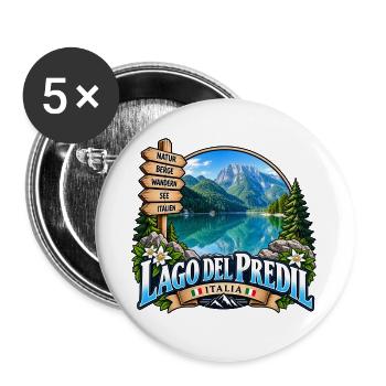 Lago del Predil – Berge, See & Italien - Buttons groß 56 mm (5er Pack) - Weiß - Vorne