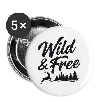 Wild and Free - Buttons groß 56 mm (5er Pack) - Weiß - Vorne