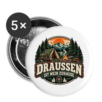Draußen ist mein Zuhause - Buttons groß 56 mm (5er Pack) - Weiß - Vorne