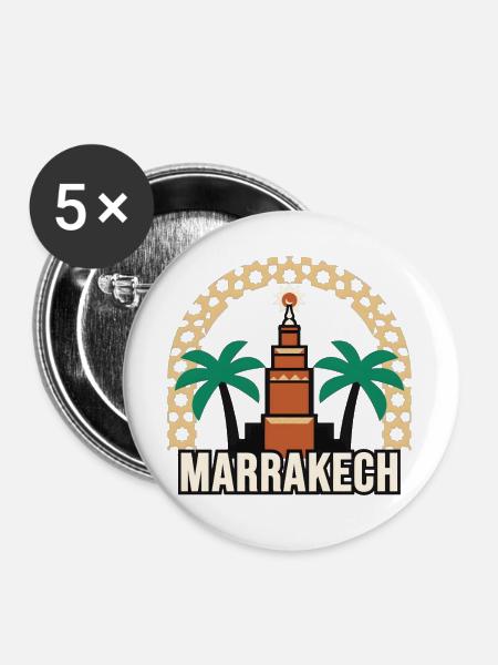 Marrakesch, Marokko - Buttons groß 56 mm (5er Pack) - Weiß