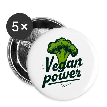 Vegan Power - Buttons groß 56 mm (5er Pack) - Weiß - Vorne