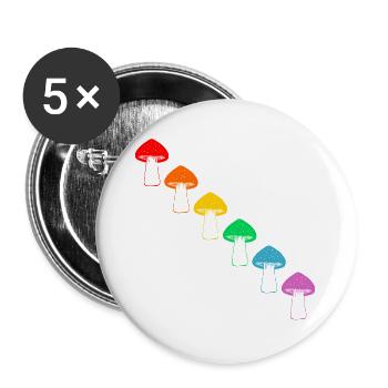 Vielfalt der Regenbogenpilze - Buttons groß 56 mm (5er Pack) - Weiß - Vorne