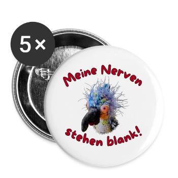 Krallo Kreisch™  Meine Nerven stehen blank! - Buttons groß 56 mm (5er Pack) - Weiß - Vorne