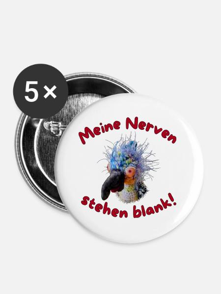 Krallo Kreisch™  Meine Nerven stehen blank! - Buttons groß 56 mm (5er Pack) - Weiß