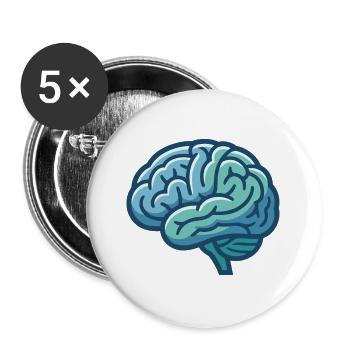 Stilisierte Illustration eines menschlichen Gehirns - Buttons groß 56 mm (5er Pack) - Weiß - Vorne