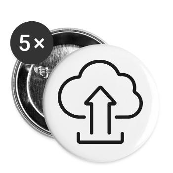Cloud-Upload-Zeilen-Icon - Buttons groß 56 mm (5er Pack) - Weiß - Vorne